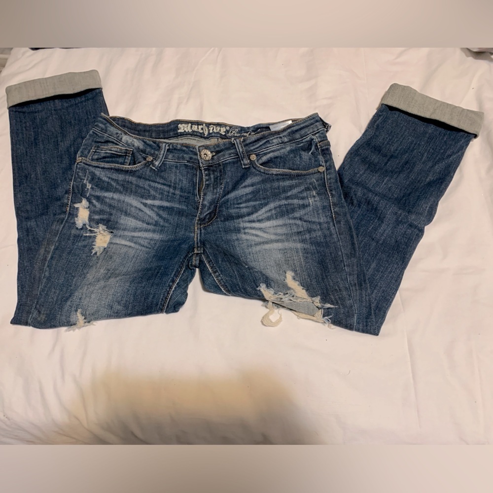 Machine Jeans, size 11, distressed look, stretchy, Preloved.